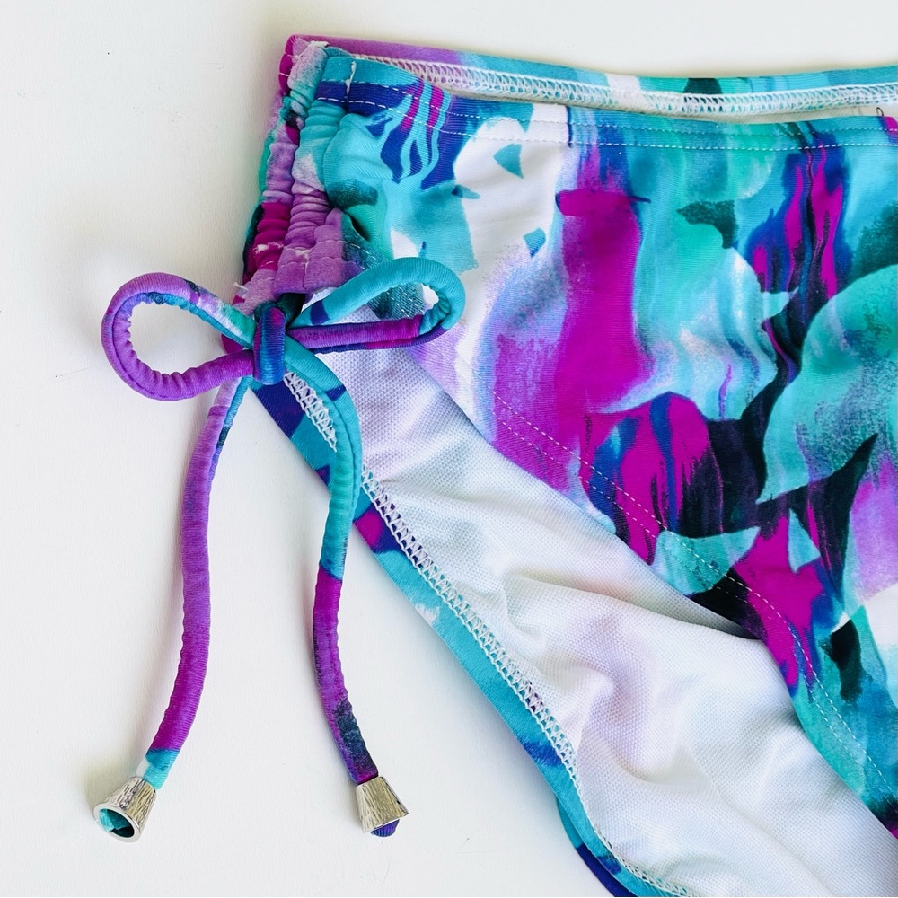 Maidenform Swimwear Hi-Waist Bikini Bottom Vibrant Multicolor Stretch Scrunch - Picture 2 of 9